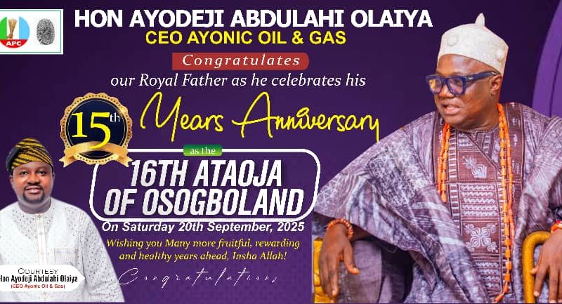 A Testament to Royal Wisdom and Progressive Leadership: Celebrating 15 Years of Oba Jimoh Oyetunji Olanipekun, Larooye III